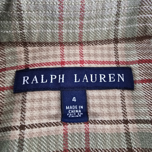 Ralph Lauren Plaid Western Cotton Shirt Suede Shoulder Patch Women's Size 4 - Picture 3 of 4